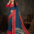 Navy Blue Georgette Saree with Red Contrast Border