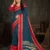 Navy Blue Georgette Saree with Red Contrast Border