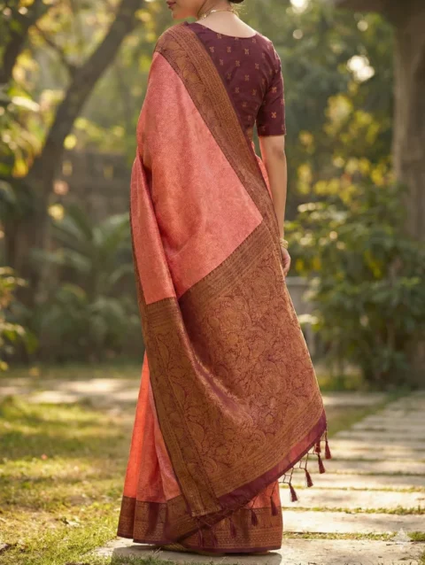 Traditional Korvai Border on Semi Silk Saree