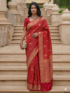 Pink Kanchipuram Semi Silk Saree with Traditional Woven Design