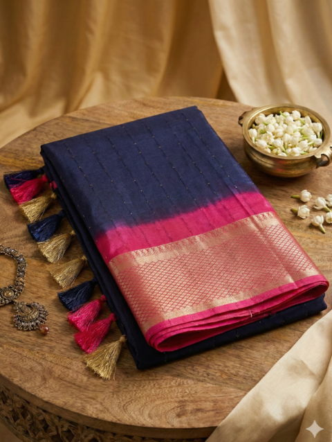 Purple Georgette Saree with Embroidered Designer Blouse