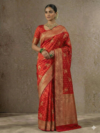 Red Kanchipuram Semi Silk Saree with Parrot Design
