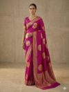 Rose Butta Georgette Crepe Silk Saree with Floral Weaving