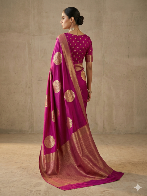 Rose Butta Georgette Crepe Silk Saree with Floral Weaving