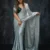 Silver Grey Georgette Saree front view